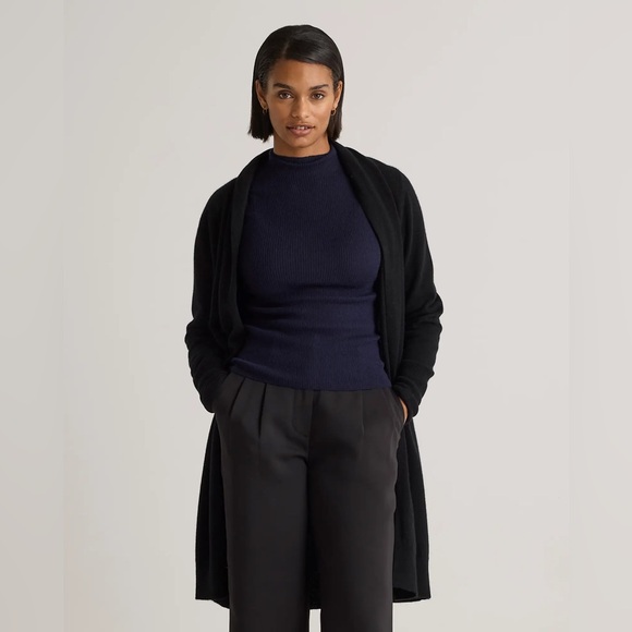 New Quince Mongolian Cashmere Duster Cardigan Sweater Black Women’s size Small - Picture 1 of 7